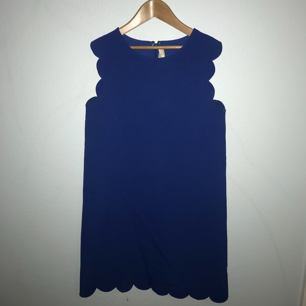 J. Crew Royal Blue Scalloped Shift Dress